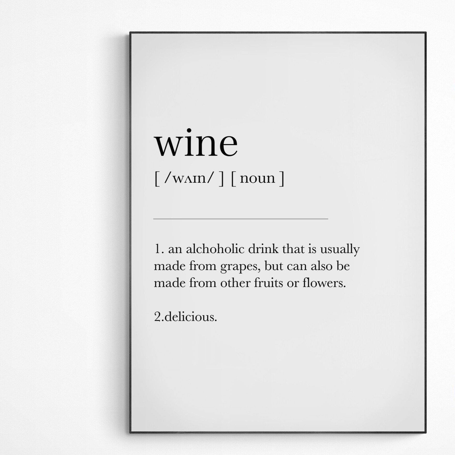 Wine Cereal Definition Print | Dictionary Art Poster | Wall Home Decor Print | Funny Gifts Quote | Greeting Card | Variety Sizes - 98types