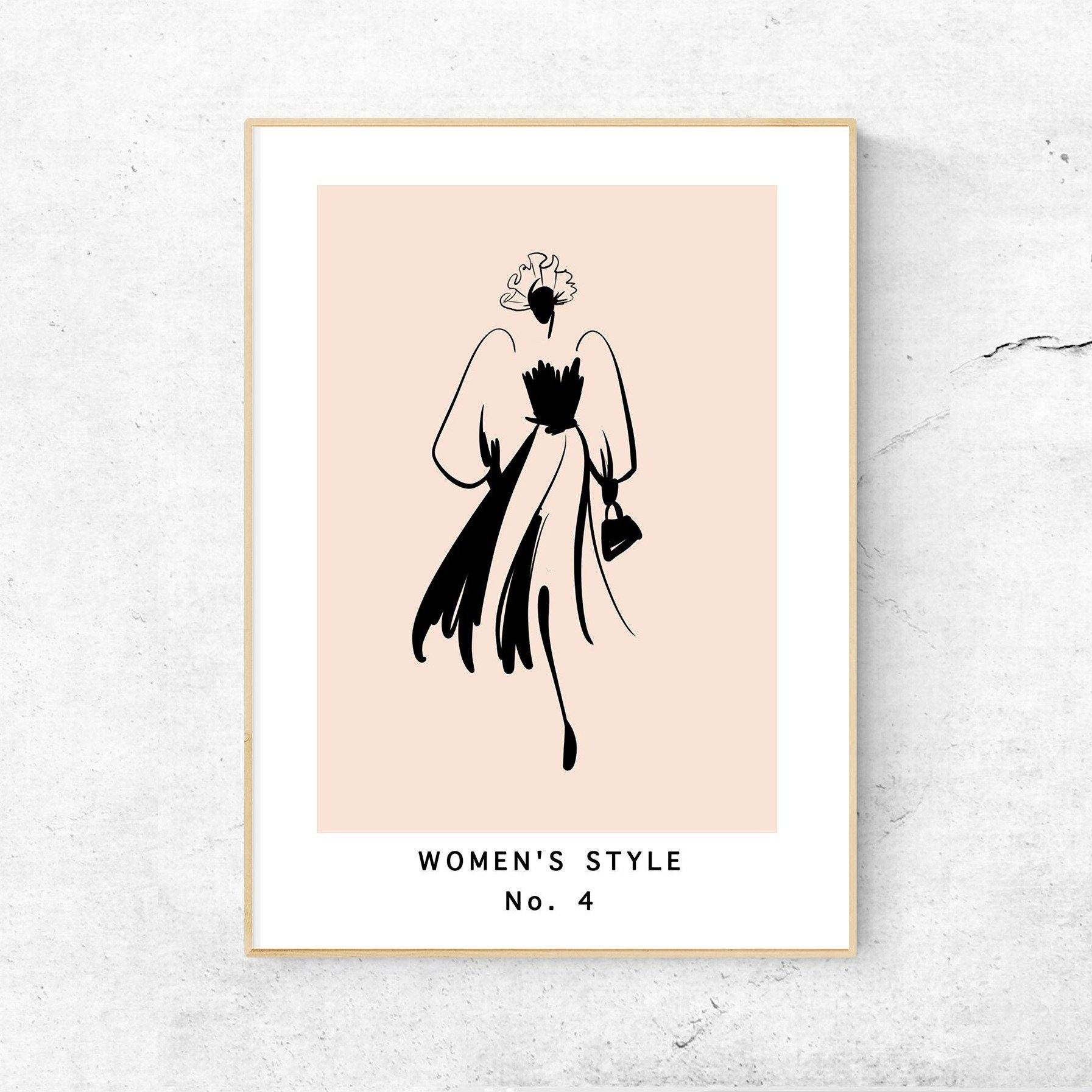 Woman Style No 4 Line Art Print | Contemporary Minimal Wall Decor | Scandi Design Style