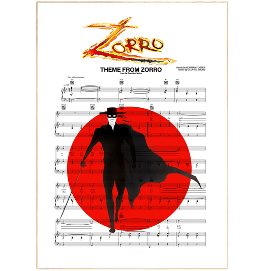 Put a song in your heart and in your home with this Zorro Theme Poster from 98Types Music. Perfect for any music enthusiast, this one-of-a-kind poster features the iconic song lyrics from the classic theme. Whether you want to spread some music around or show off your love for the classic theme, this hand-crafted poster is the perfect way to do it. Crafted with careful attention to detail, each poster is designed to be a lasting reminder of movie sweet music. Get one today and enjoy!